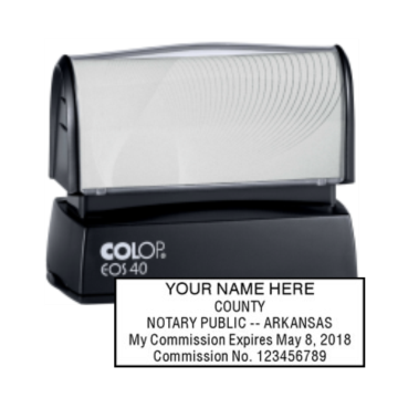 Get your customized AR Notary Colop Pre-Inked Stamp from CalStamp. High-quality, rectangular notary stamp personalized with your info. Order now!