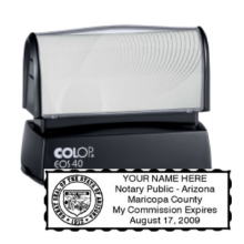 Get your customized AZ Notary Colop Pre-Inked Stamp with required expiration date. High-quality and durable. Order now at CalStamp!