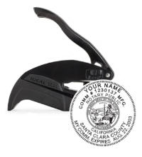 Get your custom CA Notary Embosser Seal Stamp with a 1 5/8" raised impression. Submit your manufacturer certificate. Order now at CalStamp!