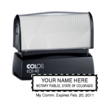 Get your custom CO Notary Colop Pre-Inked Stamp from CalStamp. High-quality, personalized with your notary info. Order now and ensure your documents are always official!