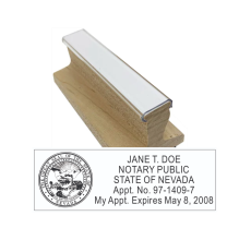 Get your customized NV Non-Resident Notary Rubber Stamp from CalStamp. High-quality, rectangular design. Order now and personalize with your notary info!