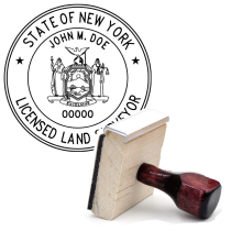 Wooden New York Licensed Land Surveyor Stamp