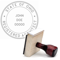 Wooden Ohio Registered Architect Stamp