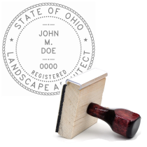 Wooden Ohio Registered Landscape Architect Stamp