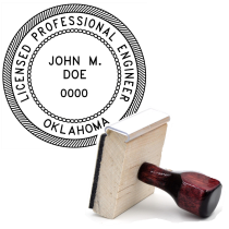 Wooden Oklahoma Licensed Professional Engineer Stamp
