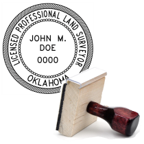 Wooden Oklahoma Licensed Professional Land Surveyor Stamp