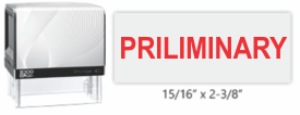 Get the PRELIMINARY STAMP PRINTER 40 in red from CalStamp. Perfect for all your preliminary marking needs. Order now and streamline your workflow!