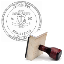 Wooden Rhode Island Registered Architect Stamp