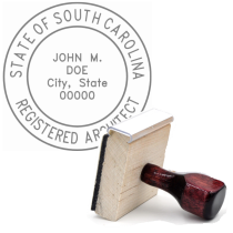 Wooden South Carolina Registered Architect Stamp