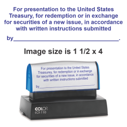 Secure your checks with our Pre-Inked Restrictive Endorsement Stamp in blue ink. Perfect for U.S. Treasury endorsements. Order now from CalStamp!