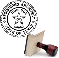 Wooden Texas Registered Architect Stamp