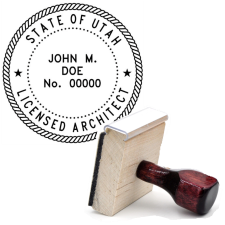 Wooden Utah Licensed Architect Stamp