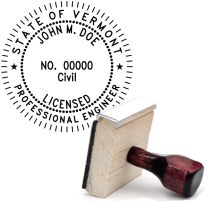 Wooden Vermont Licensed Professional Engineer Stamp