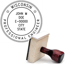 Wooden Wisconsin Professional Engineer Stamp