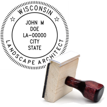 Wooden Wisconsin Landscape Architect Stamp