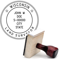 Wooden Wisconsin Land Surveyor Stamp