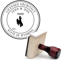 Wooden Wyoming Licensed Architect Stamp