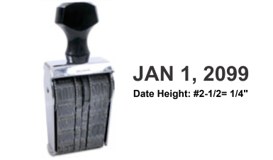 Shop the BFPD-2-1/2 Bold Face Dater at CalStamp! Featuring a 1/4" date height, it's perfect for clear, bold impressions. Order now for precise dating needs!