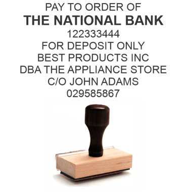 Get the most popular 8-line rubber endorsement stamp for deposits. Perfect for businesses. Order your CalStamp 8-line deposit stamp now!