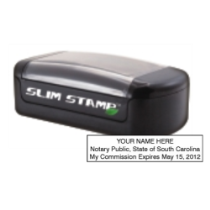 Get your SC Notary Slim Pre-Inked Stamp customized with your notary info. High-quality and durable. Order now from CalStamp for fast, reliable service!