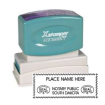 Get your customized SD Notary Xstamper Pre-Inked Stamp at CalStamp. High-quality, personalized notary stamp. Order now and complete your notary application with ease!