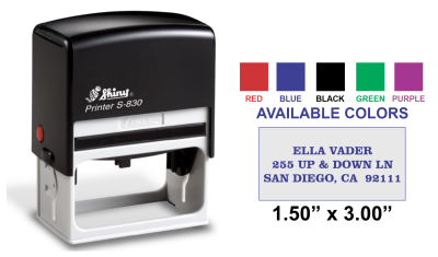Get the Shiny-830 Custom Self-Inking Stamp from CalStamp! Perfect for clear, crisp impressions. Order now for fast shipping! Impression Size: 1-1/2" X 3".