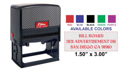 Discover the Shiny-857 Self-Inking Stamp with a 1-1/2" x 3" impression size. Perfect for your stamping needs. Order now at CalStamp!