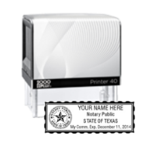 Get your custom TX Notary Self-Inking Printer Stamp with a 5 pt star. High-quality and personalized with your notary info. Order now at CalStamp!