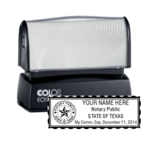 Get your TX Notary Colop Pre-Inked Stamp with a 5 pt star. Customize with your notary info. Order now from CalStamp for a quality, personalized notary stamp!