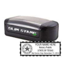 Get your TX Notary Slim Pre-Inked Stamp with a 5 pt star. High-quality, customizable with your notary info. Order now at CalStamp!