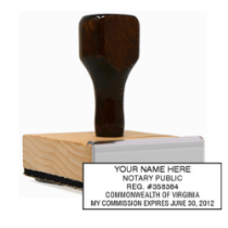 Get your customized VA Notary Rubber Stamp from CalStamp. High-quality, rectangular notary stamp personalized with your info. Order now for professional notary needs!