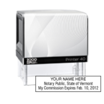 Get your custom VT Notary Self-Inking Printer Stamp from CalStamp. High-quality, rectangular notary stamp personalized with your info. Order now for fast, reliable service!