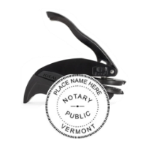 Get a high-quality VT Notary Embosser Seal Stamp with a 1 5/8" round raised impression. Customize your notary seal now at CalStamp! Order today!