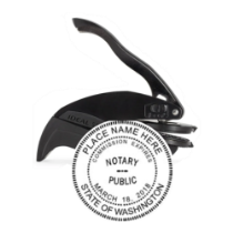 Get a high-quality WA Notary Embosser Seal Stamp with a 1 5/8" round raised impression. Customize your notary info now! Order your personalized seal today at CalStamp.