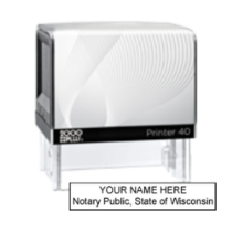 Get your customized WI Notary Self-Inking Printer Stamp from CalStamp. High-quality, rectangular notary stamp personalized with your details. Order now!