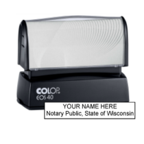 Get your high-quality WI Notary Colop Pre-Inked Stamp customized with your notary info. Order now from CalStamp for a reliable and professional notary stamp!