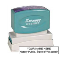 Get your WI Notary X-Stamper Pre-Inked Stamp customized with your notary info. High-quality, rectangular notary stamp. Order now at CalStamp!