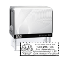 Get your customized WV Notary Self-Inking Printer Stamp for business use. High-quality and personalized with your notary info. Order now at CalStamp!