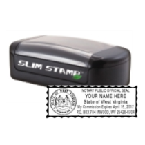 Get your WV Notary Slim Pre-Inked Stamp customized with your notary info. Perfect for business use. Order now from CalStamp!