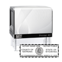 Get your WY Notary Self-Inking Printer Stamp with a serrated border. Customize it with your notary info. Order now from CalStamp for fast, reliable service!