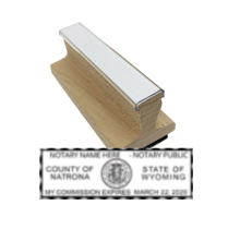 Get your customized WY Notary Rubber Stamp with a serrated border. High-quality and personalized with your notary info. Order now at CalStamp!