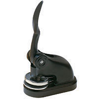 Get the MR-0BLACK Embossing Seal with a 1-5/8 in. die from CalStamp. Perfect for professional use. Order now and elevate your documents with a sleek black cast desk seal!