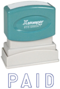 Get the 1005 1-Color Title Stamp from CalStamp! Perfect for marking documents 'PAID'. Compact size: 1/2" x 1-5/8". Order now for efficient office use!