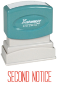 Get your 'SECOND NOTICE' stamp from CalStamp! Perfect for clear communication, 1/2" x 1-5/8" impression size. Order now for efficient office management!