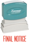 Get the FINAL NOTICE PTR 40 Stamp (1/2" x 1-5/8") from CalStamp. Perfect for urgent documents. Order now to ensure prompt communication!