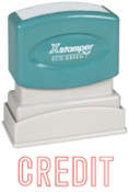 Get organized with the 1019 1-Color Title Stamp from CalStamp. Perfect for marking documents with 'CREDIT'. Order now for clear, professional impressions!