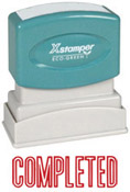 Get the COMPLETED RED PTR 40 Title Stamp from CalStamp! Perfect for organizing documents, this 1/2" x 1-5/8" stamp reads 'COMPLETED' in red. Order now!