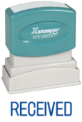 Get the RECEIVED PTR 40 1-Color Title Stamp from CalStamp. Perfect for office use, it features a 1/2" x 1-5/8" impression. Order now for efficient document management!