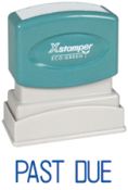 Get organized with CalStamp's 'PAST DUE' 1-Color Title Stamp. Perfect for office use. Order now and streamline your paperwork! Impression size: 1/2" x 1-5/8".