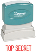 Get the TOP SECRET PTR 40 Title Stamp from CalStamp! Perfect for confidential documents. Impression size: 1/2" x 1-5/8". Order now to secure your sensitive information!